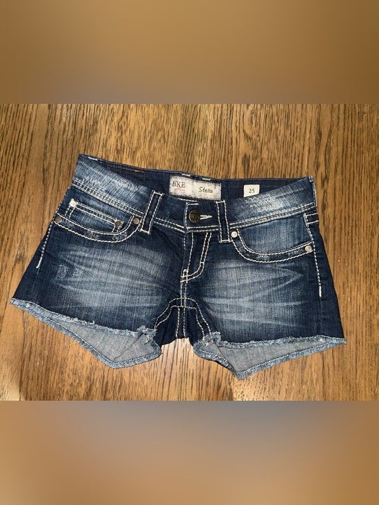 BKE Pants - BKE Women's Dark Blue Distressed Denim Cutoff Shorts